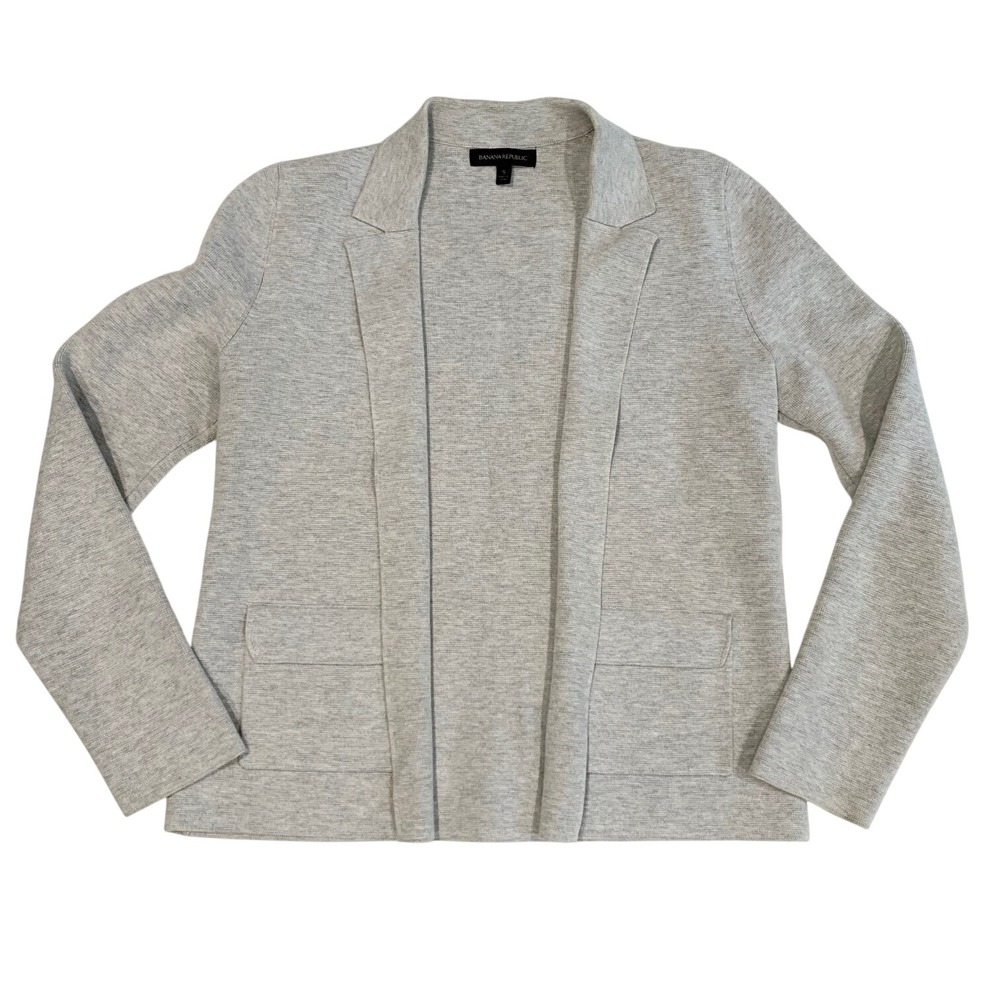 Banana Republic Milano Stitch Sweater Blazer Light Grey Heather S 492345-02